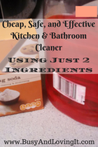Try this Cheap, Safe, and Effective Cleanser to clean your kitchen counters and bathroom. It's super easy to make.